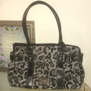 Nine West black & gray leopard print handbag purse